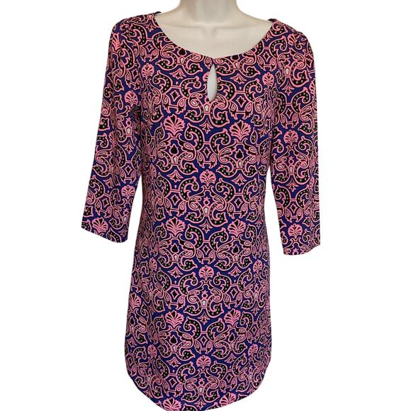 Pink Owl Dresses & Skirts - Pink Owl Blue/Pink Paisley Pullover 3/4 Sleeve Lined Dress Sz S
